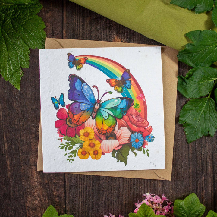 Plantable Greetings Card - Butterflies & Rainbow