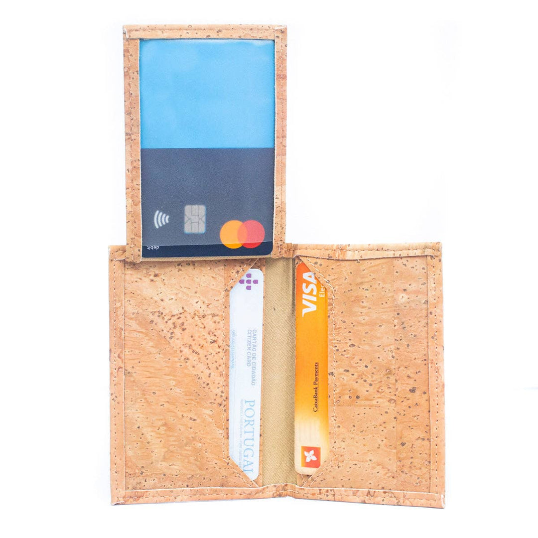 Men's RFID-Blocking Cork Card Wallet: Natural