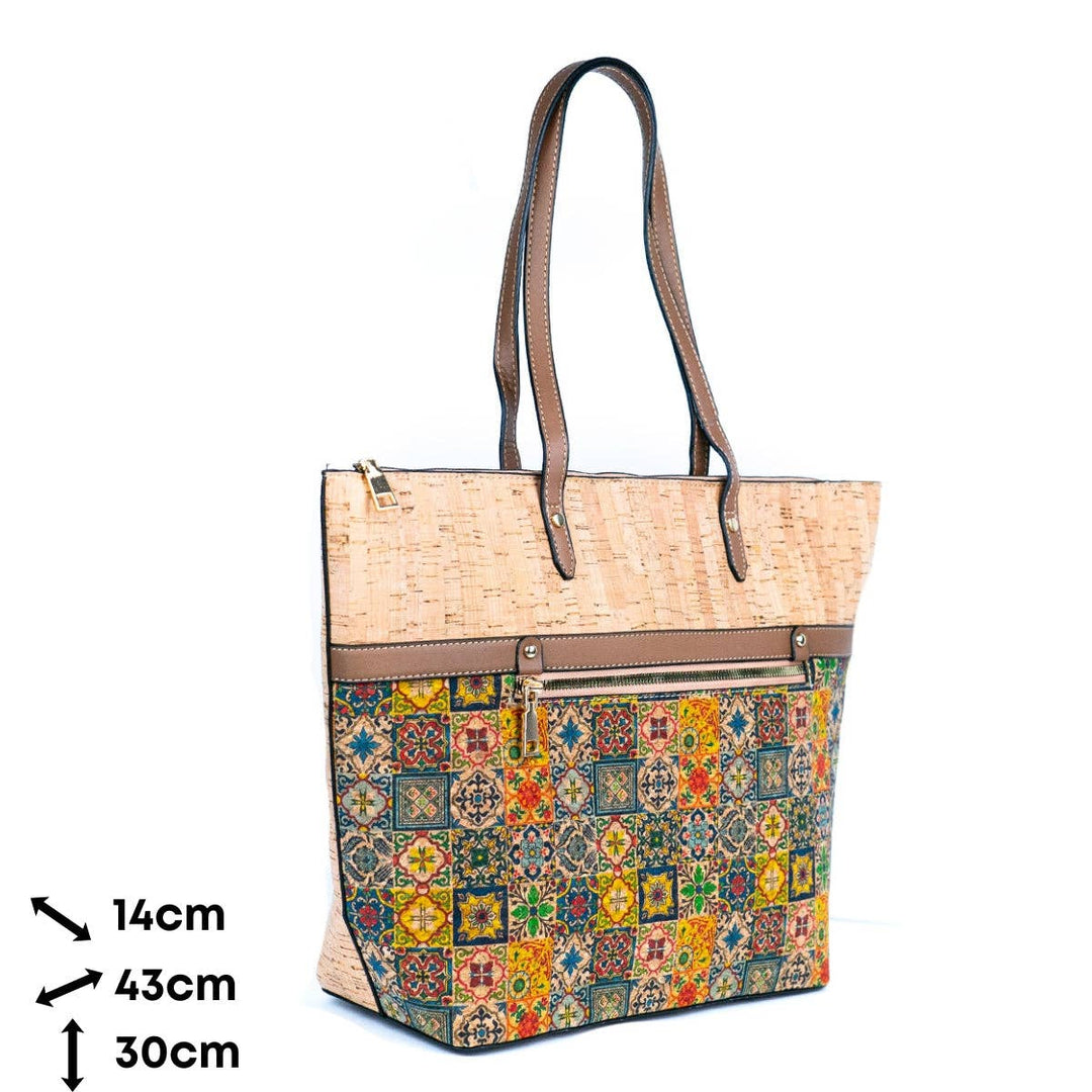 Chic Natural and Printed Cork Ladies' Tote Bag