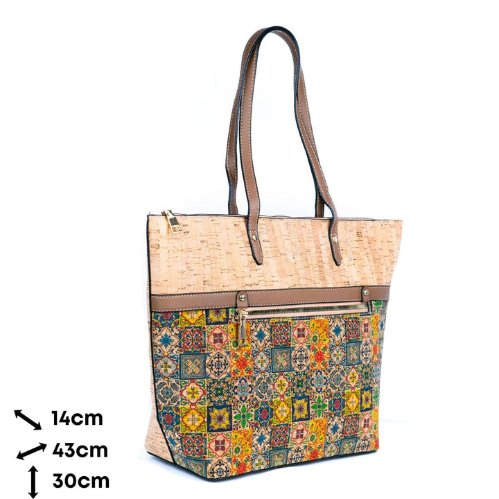 Chic Natural and Printed Cork Ladies' Tote Bag