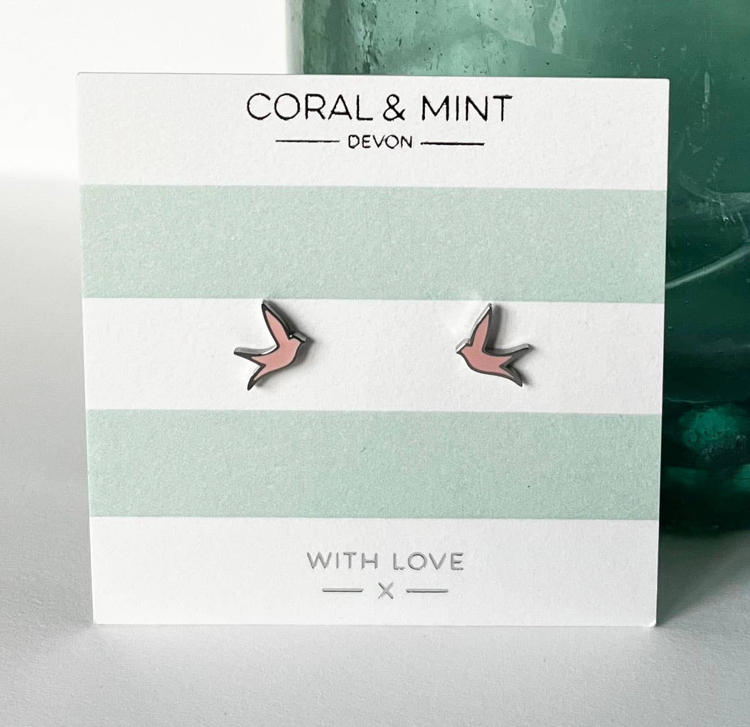 Pink Bird Studs