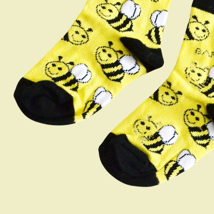Childrens Yellow Bee Bamboo Socks: Age 6-8yrs | UK Size Kids 9-12