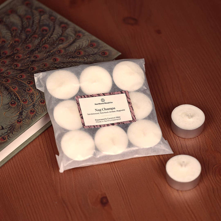 9 4hr Nag Champa Tea Lights, Rapeseed & Coconut  wax