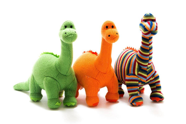 Knitted Green Diplodocus Dinosaur Plush Toy