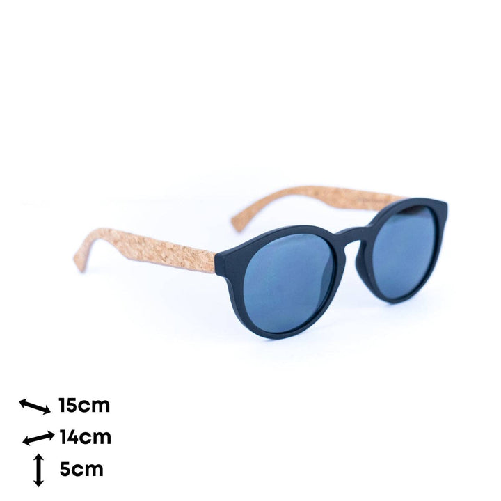 Women's Black Cork Sunglasses with UV Protection Lenses