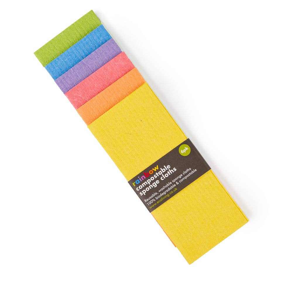Compostable Sponge Cleaning Cloths - Rainbow: 6 Pack
