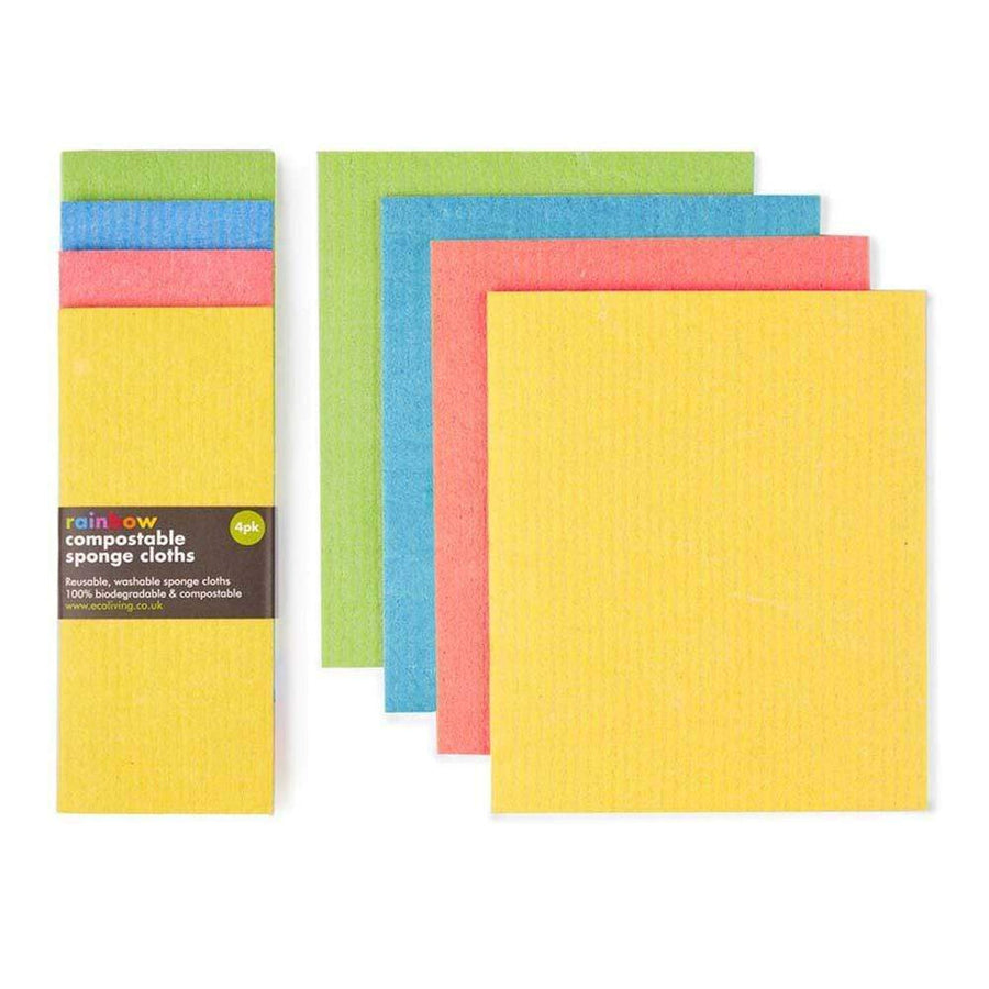 Biodegradable cleaning sponge cloths pack of 4 rainbow.