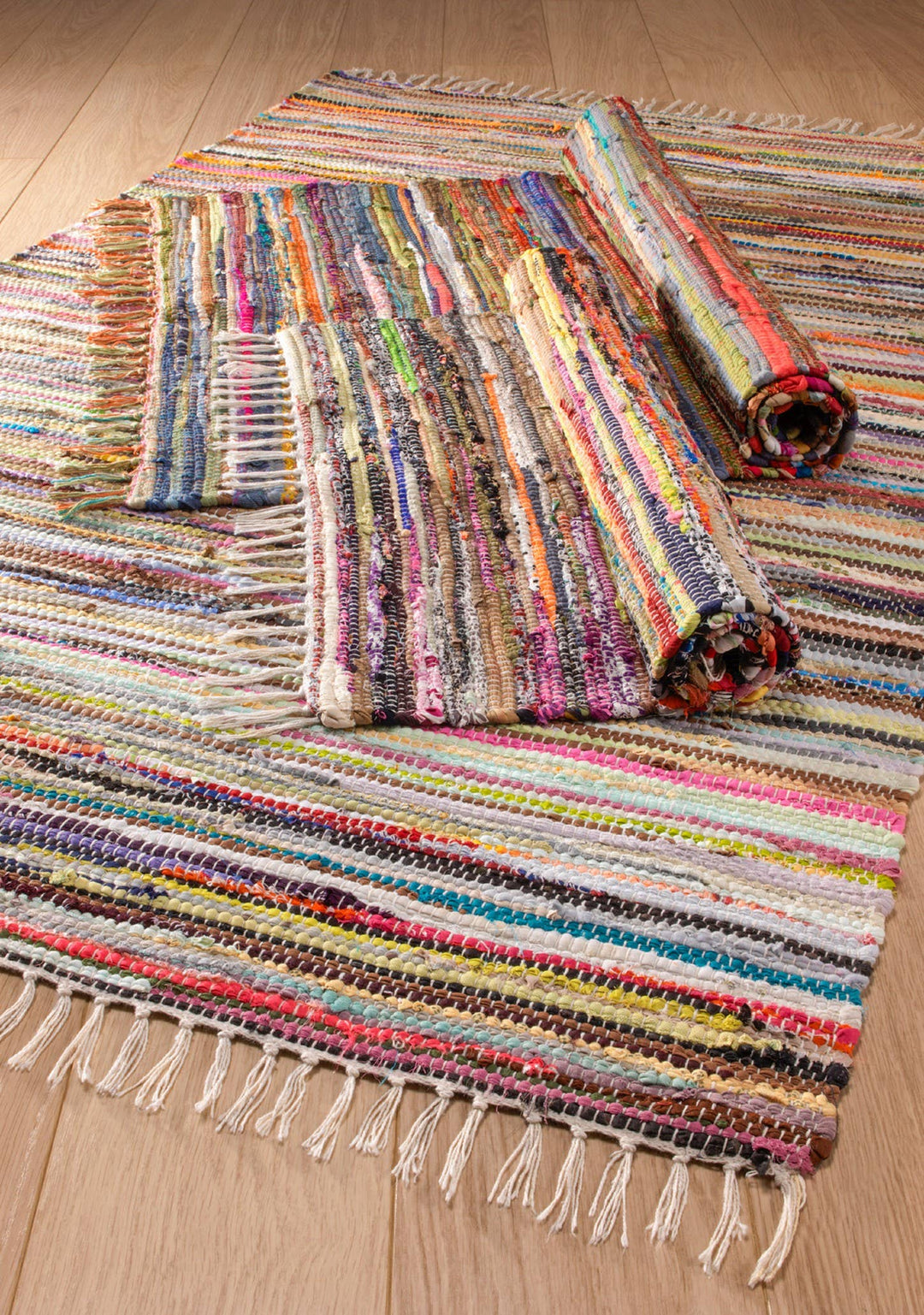 Multi Colour Recycled Cotton Rag Rug 100 X 164cm
