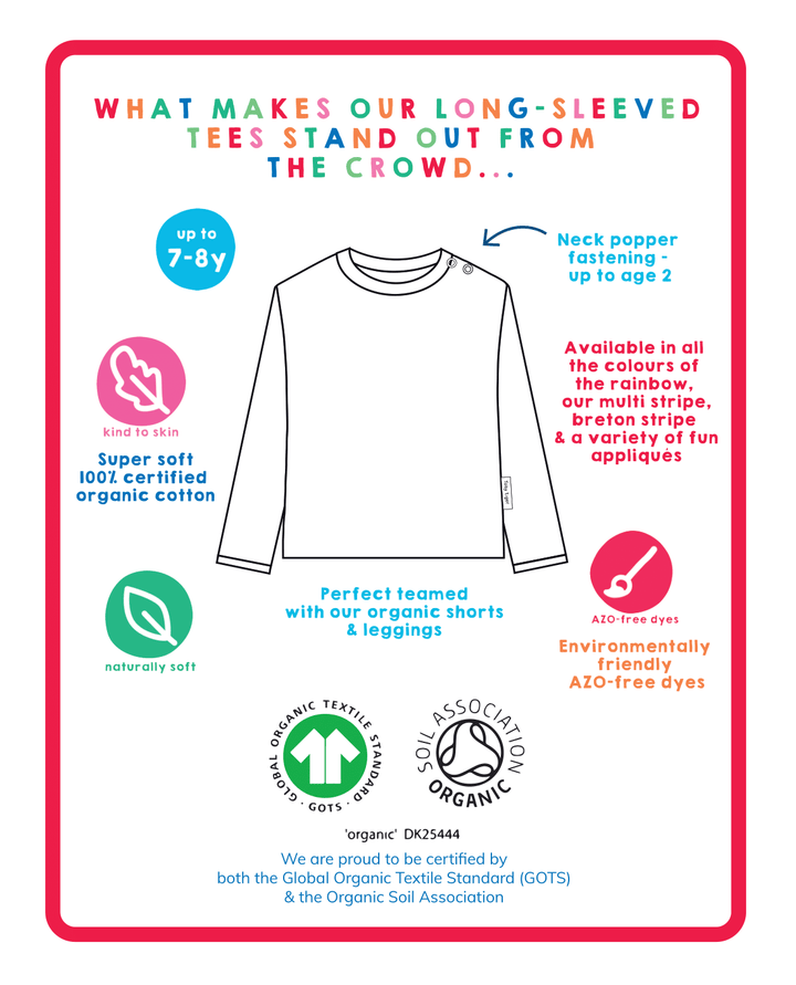 Organic Fire Engine Applique Long-Sleeved T-Shirt