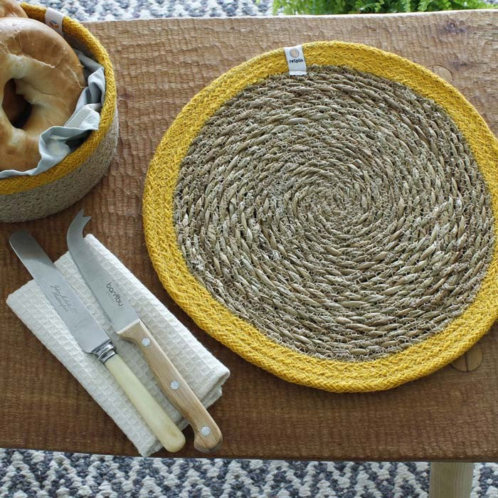 Seagrass & jute table mat natural / yellow