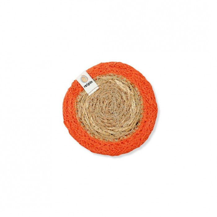 Seagrass &amp; jute coaster natural / Orange - The Eco Boutique 