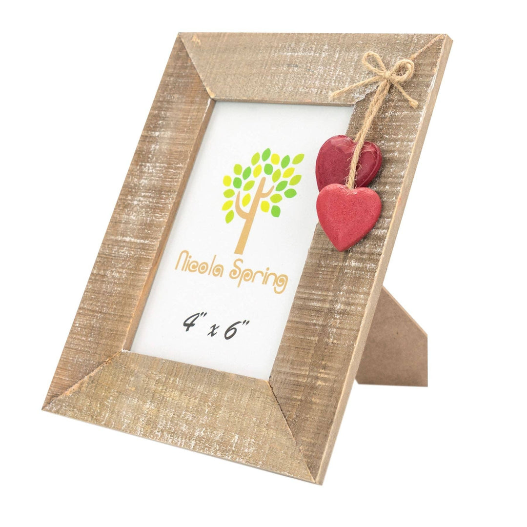 Nicola Spring Wooden Picture Frame - 4x6  Red Hearts