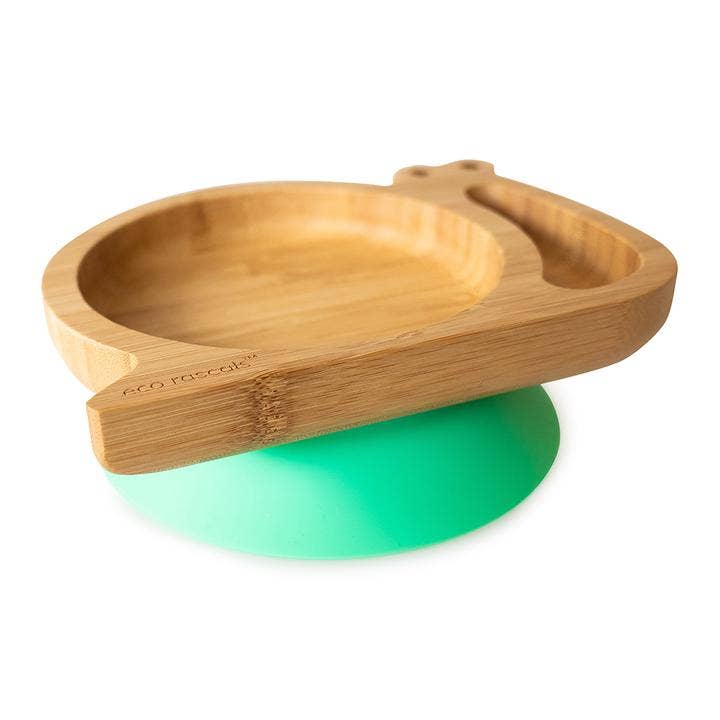 Children's Bamboo Snail Plate with Orange Suction Base