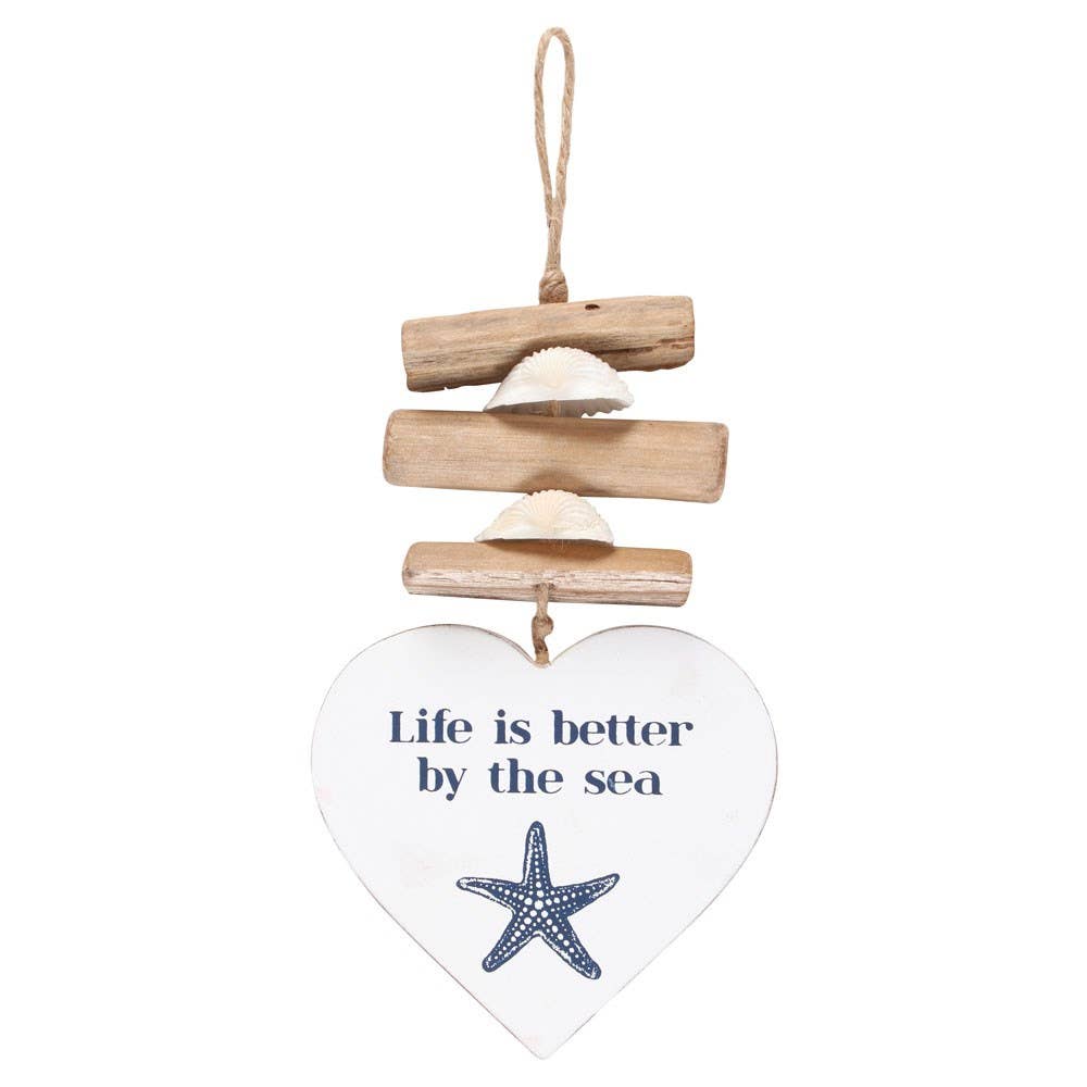 Better By The Sea Driftwood Heart Sign