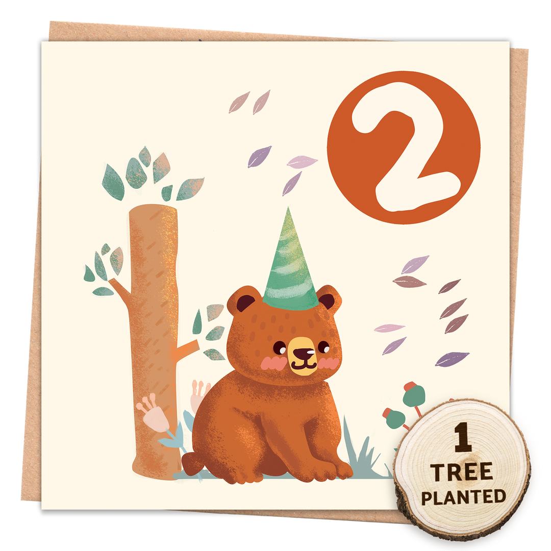 2nd birthday card Bear - Plantable
