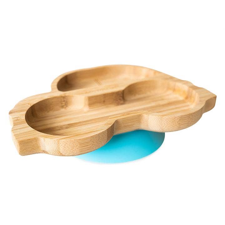 Children's Bamboo section plate in a car shape.