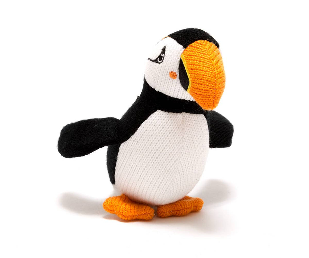 Knitted Puffin Baby Rattle