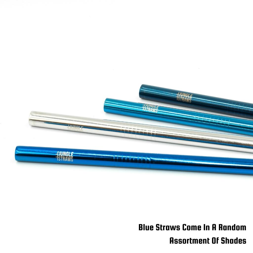 Stainless Steel Straws, Metal Drinking Straw Singular 6mm - (Blue, Rose Gold, Rainbow)