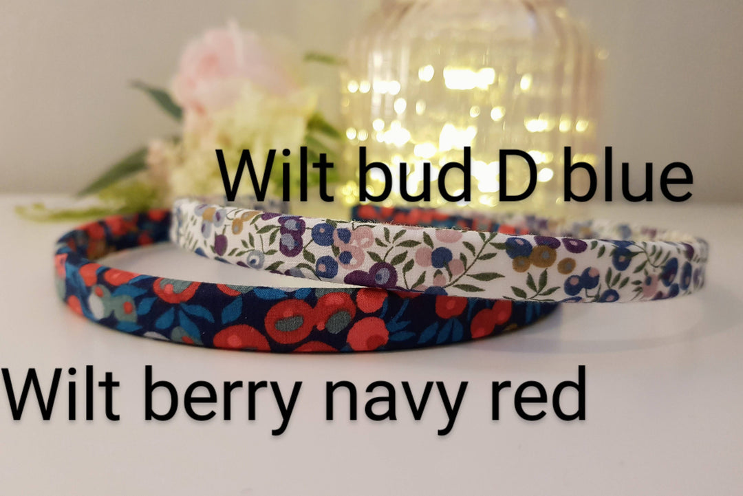 Liberty of London fabric skinny headbands (Copy): 1cm width / Wiltshire berry navy red