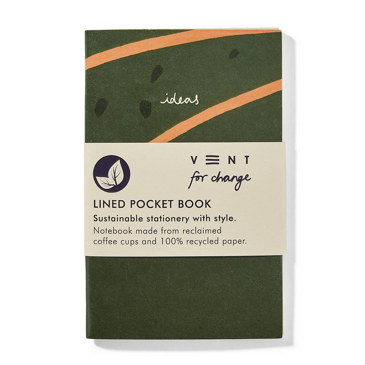 Recycled Pocket Ideas Lined Notebook (Cream, Green)