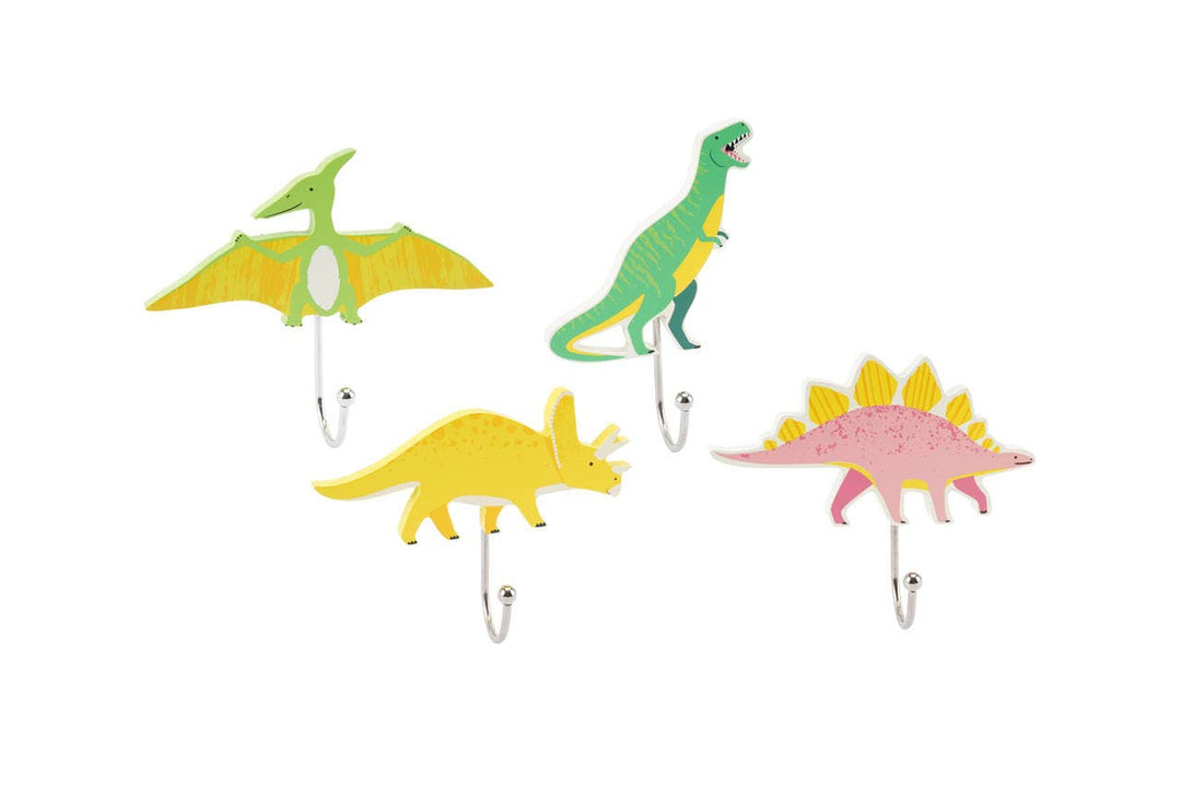4 Assorted Mini Dinosaur Metal Hooks