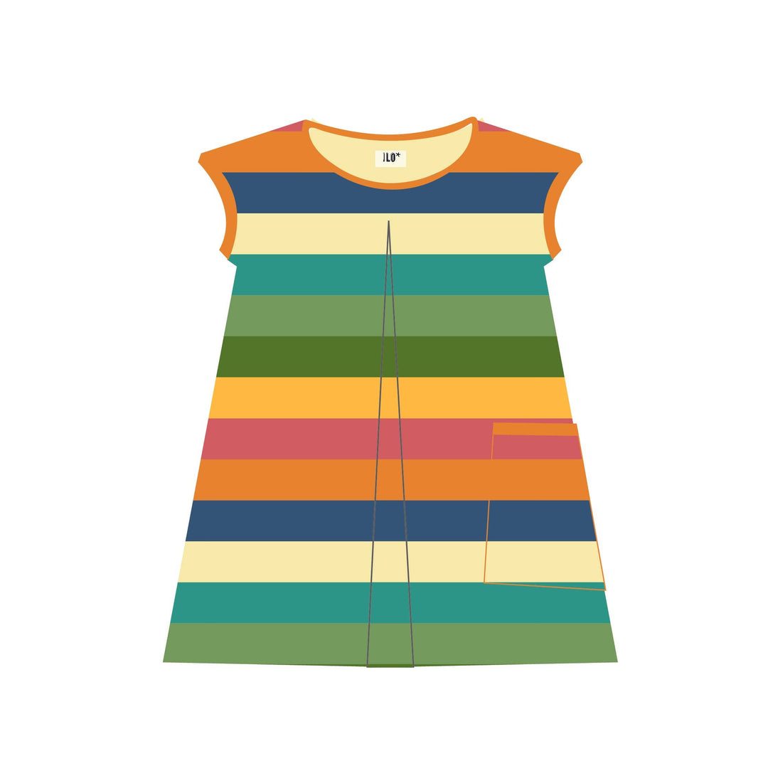 ILO Organic Rainbow Stripes A-line Dress