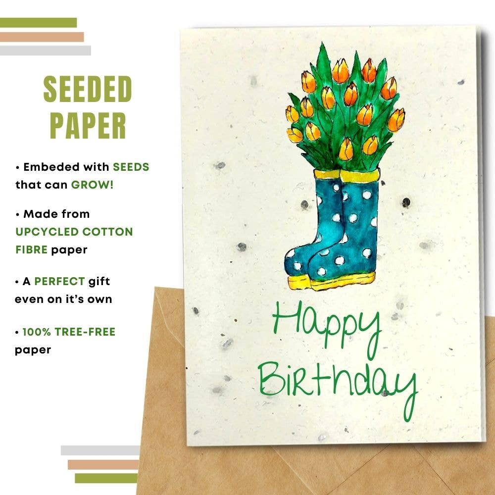 Happy birthday wellies Seeded Paper