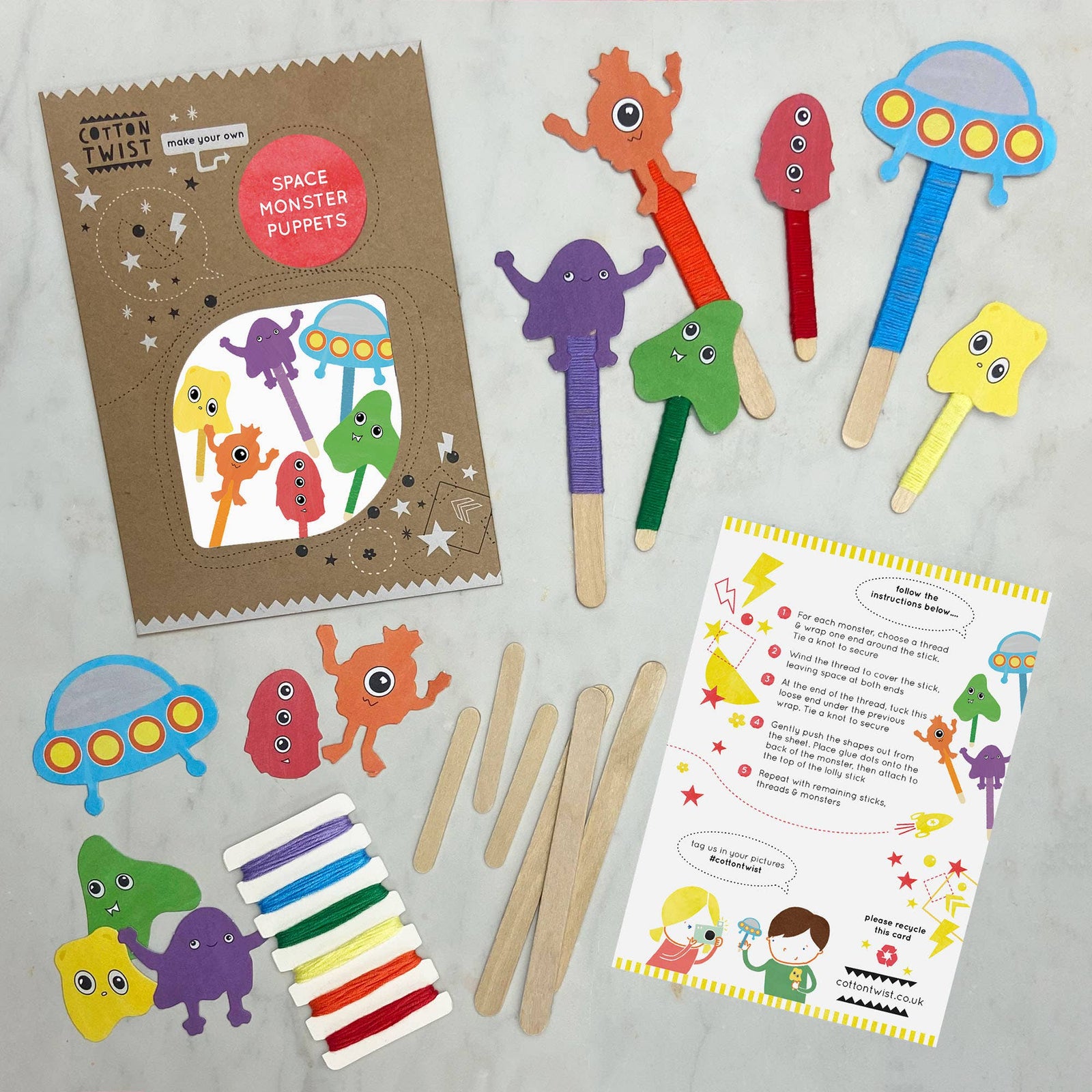 make your own space monster puppets - Eco Baby Box