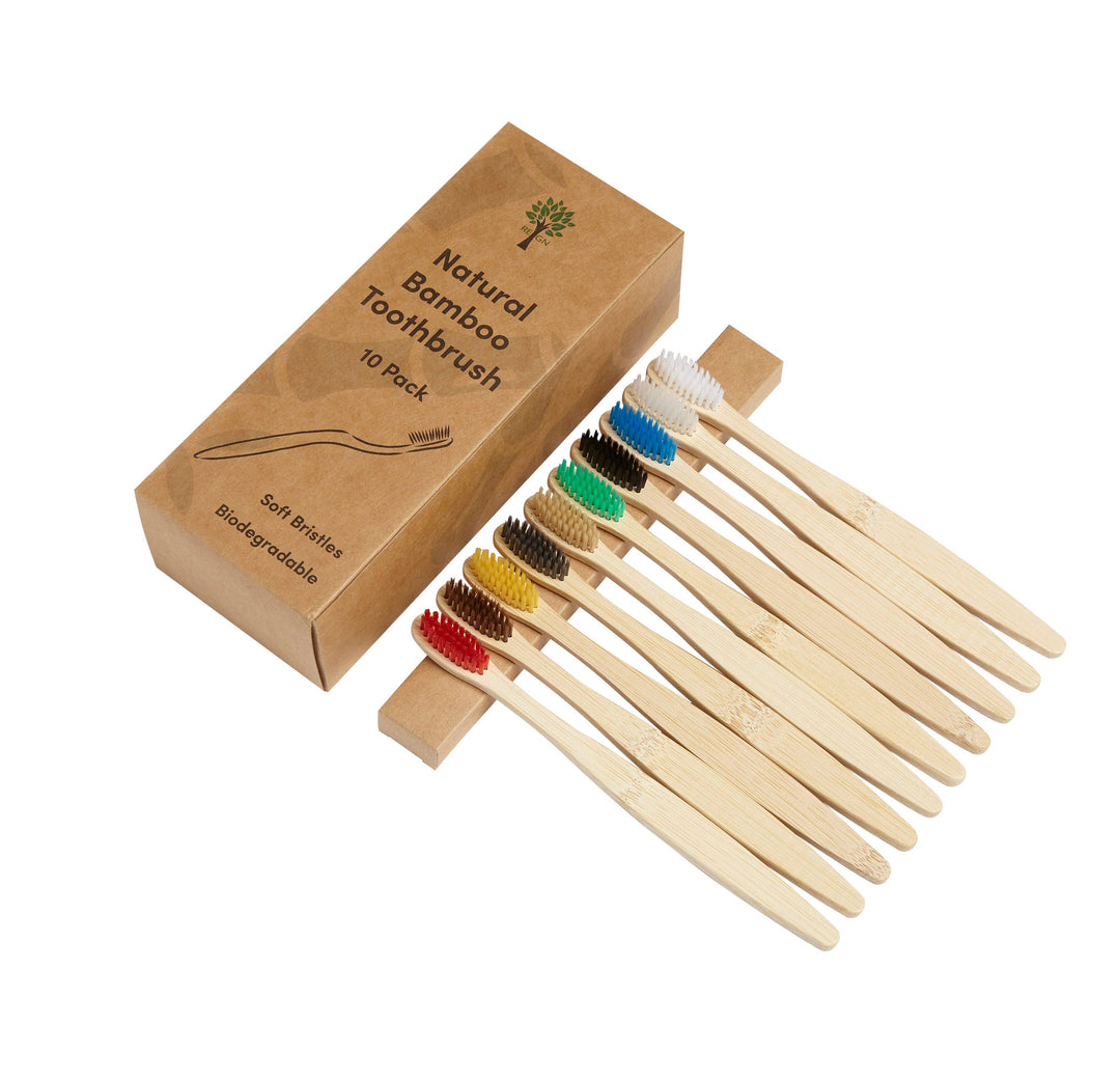 Bamboo Toothbrushes - 10 Pack - Adult