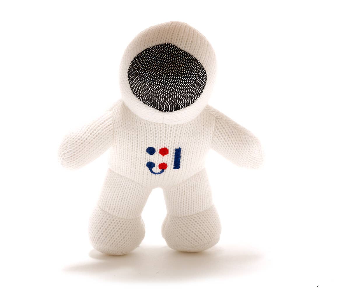 Knitted Astronaut Baby Rattle - Eco Baby Box