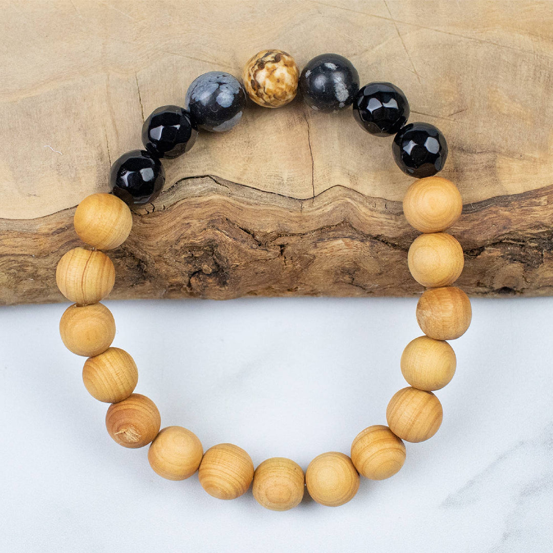 'Calm your mind from the chaos of day to day life and stimulate a sense of awareness to balance life.' Myga Bracelet