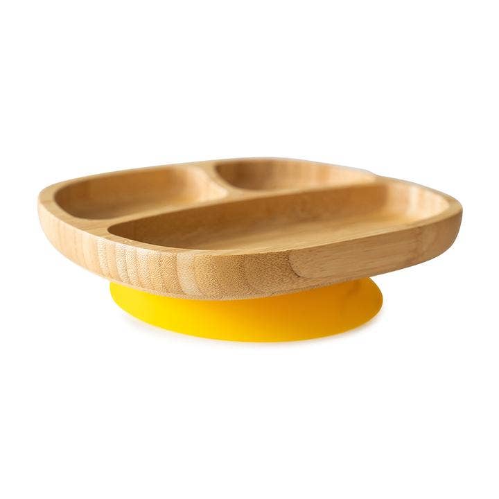 Children's Bamboo suction plate Three section rectangular toddler plate.