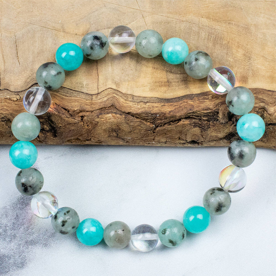 Bead, Stone & Crystal Bracelets: Courage comes in a cotton bag and wooden giftbox.