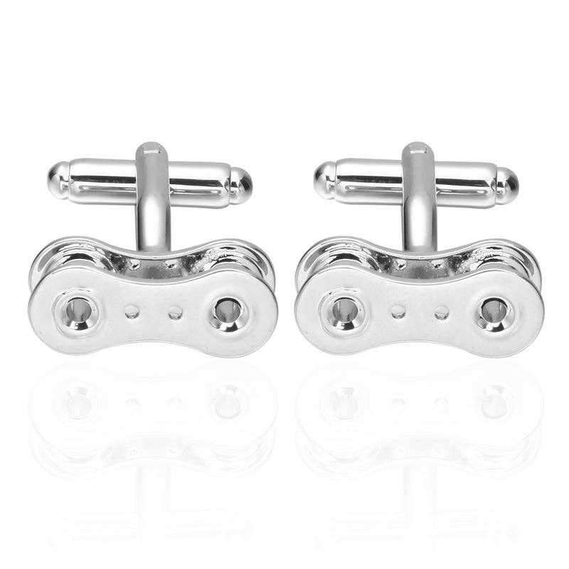 Chain Link Cycling Cufflinks | Silver Plated Cufflinks