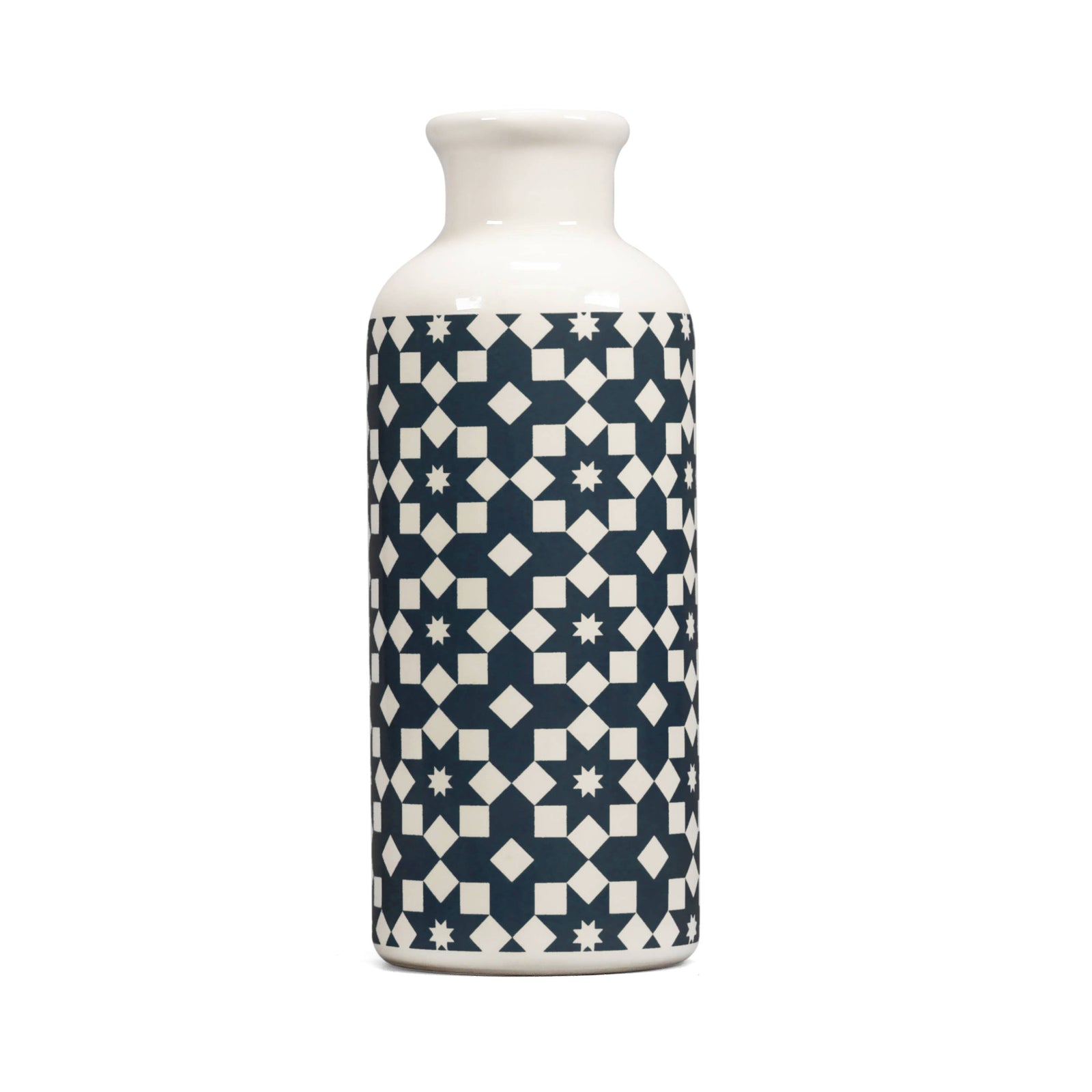 Ceramic Vase - Tiles (dark blue) (20x7.5cm)