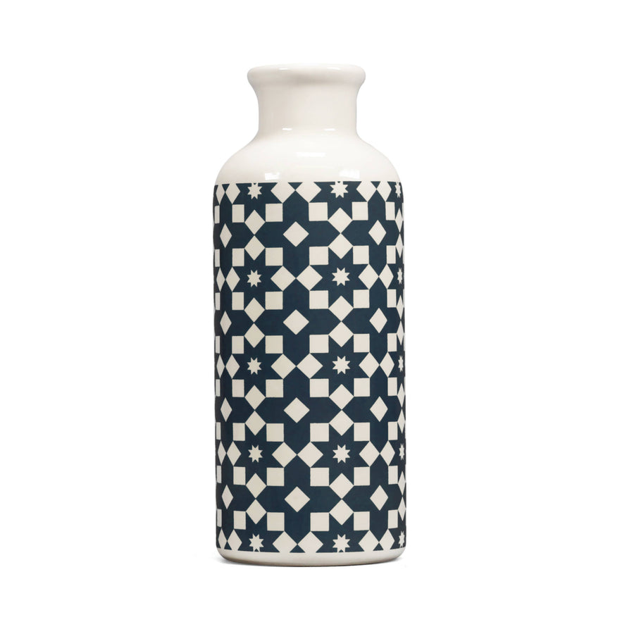 Ceramic Vase - Tiles (dark blue) (20x7.5cm)