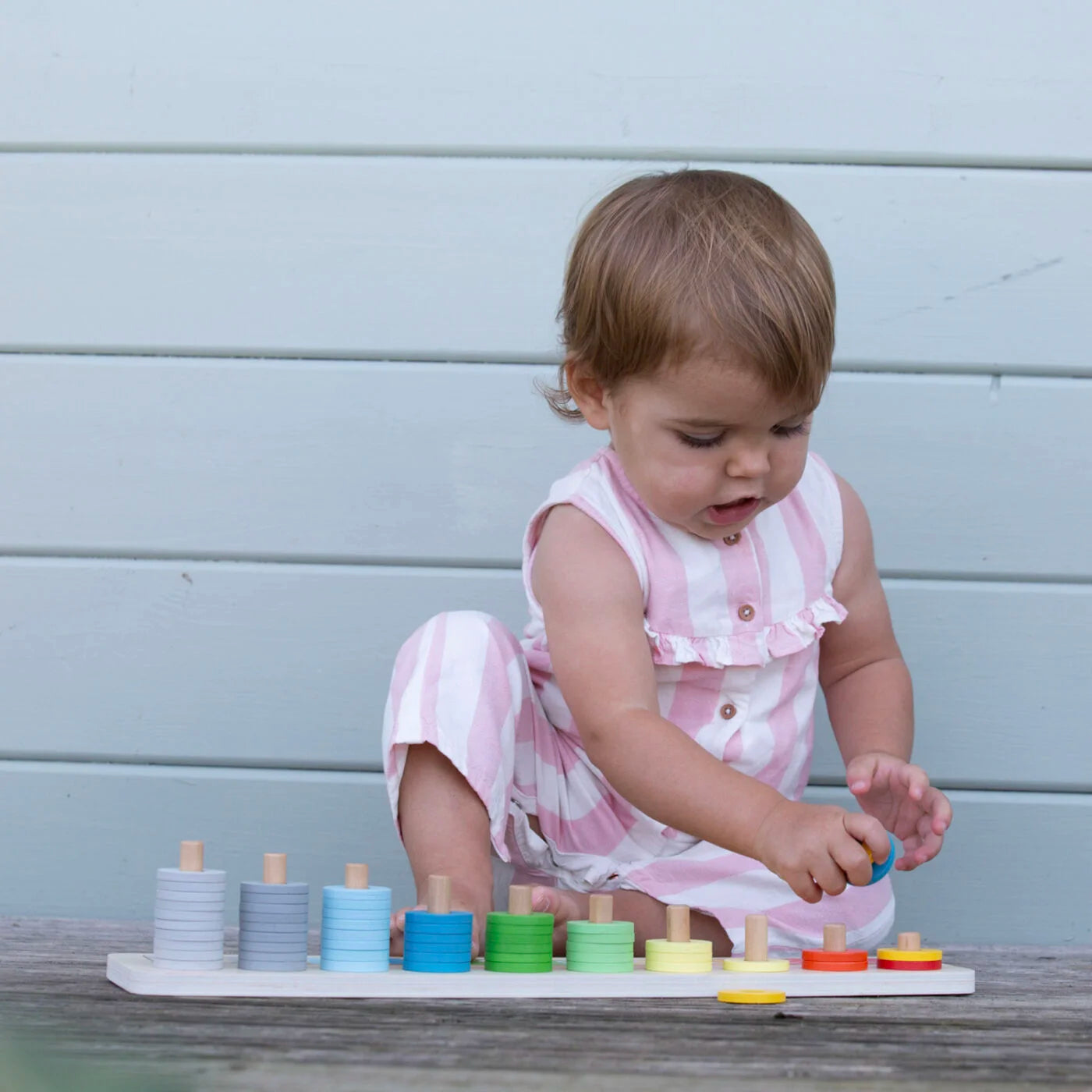 Children's wooden counting Stacker toy by classic world.
