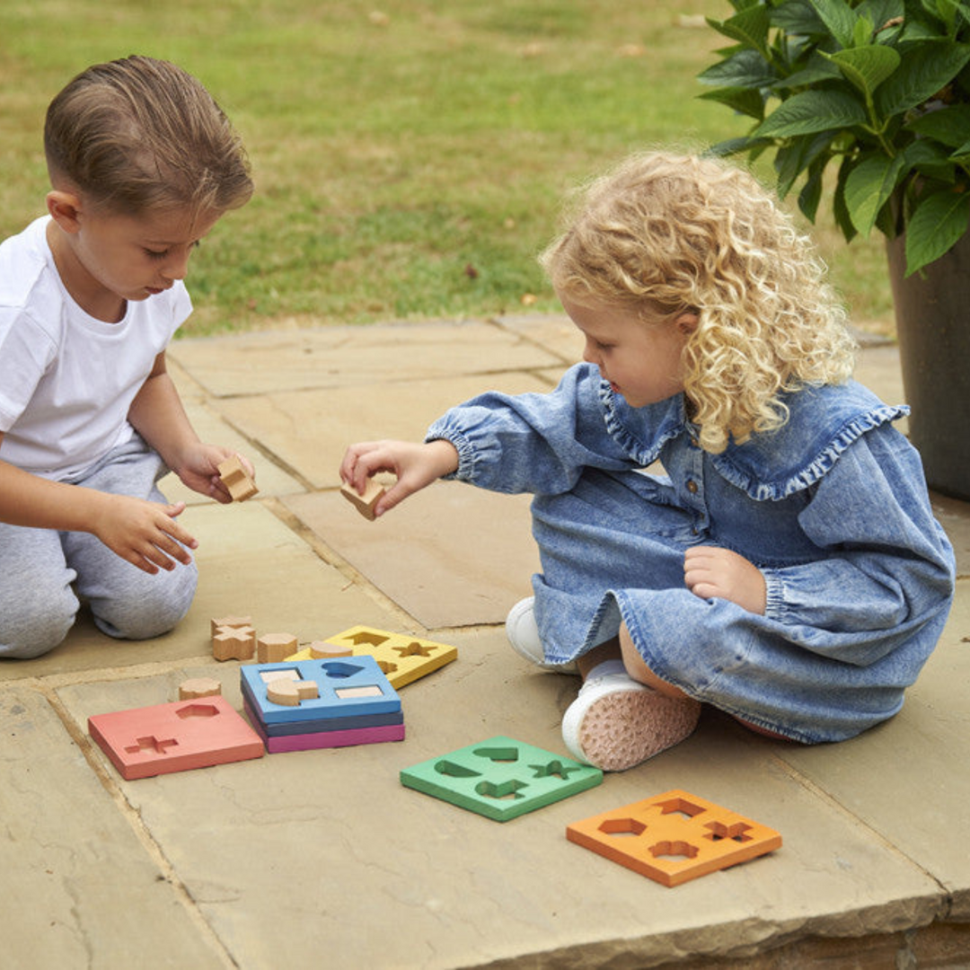 Rainbow Wooden Shape Stacker - The Eco Boutique 