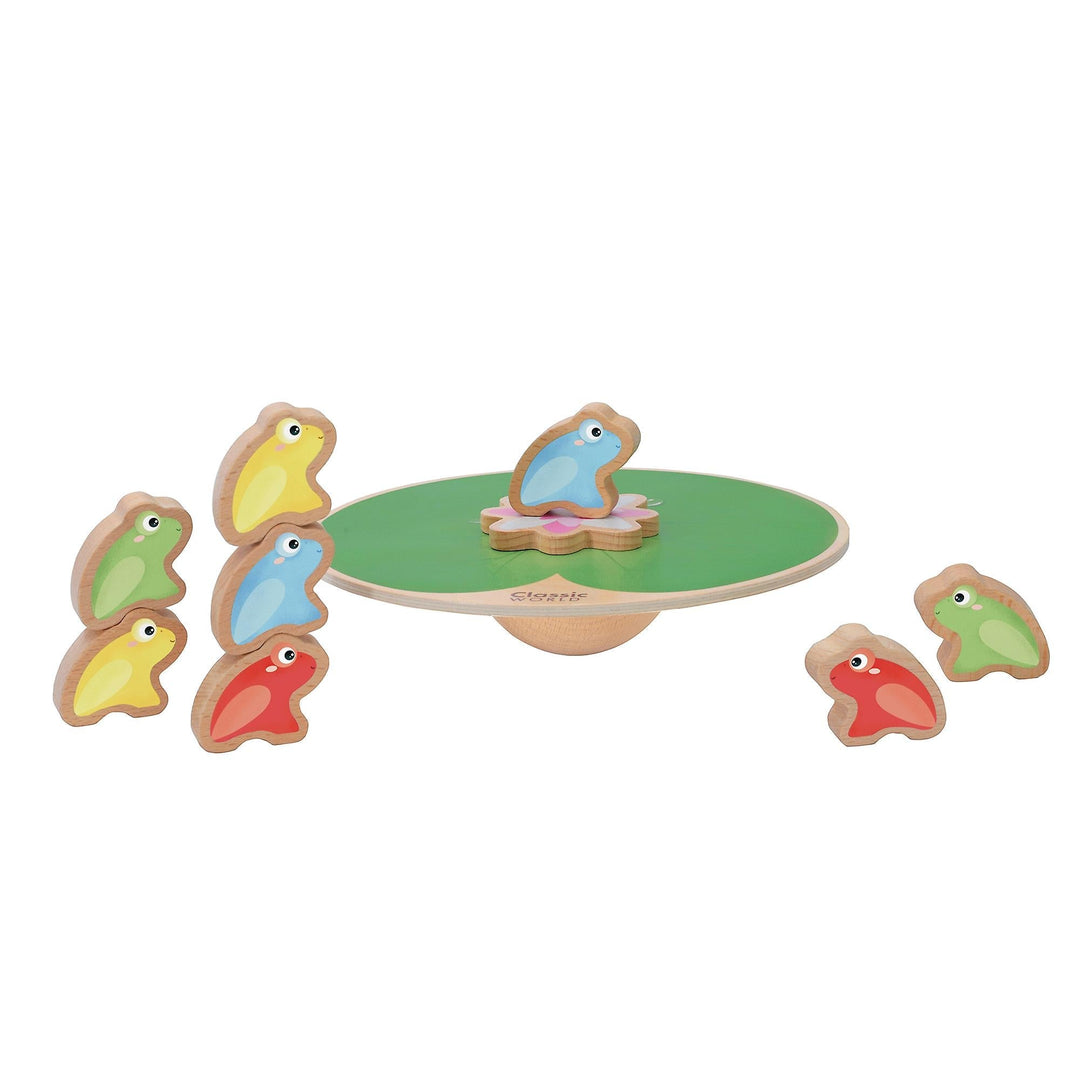 Children's wooden balancing water lily game.