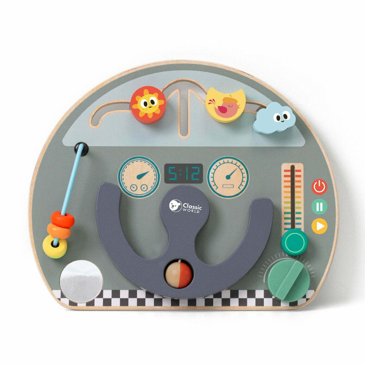 Children's wooden busy board - travel by classic world.