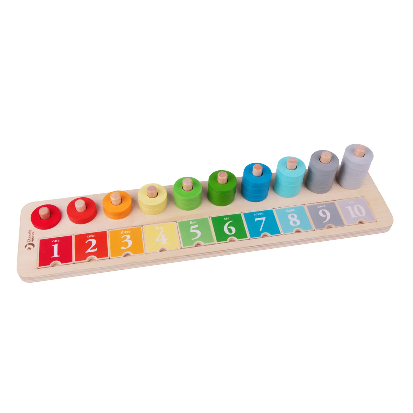 Children's wooden counting Stacker toy by classic world.