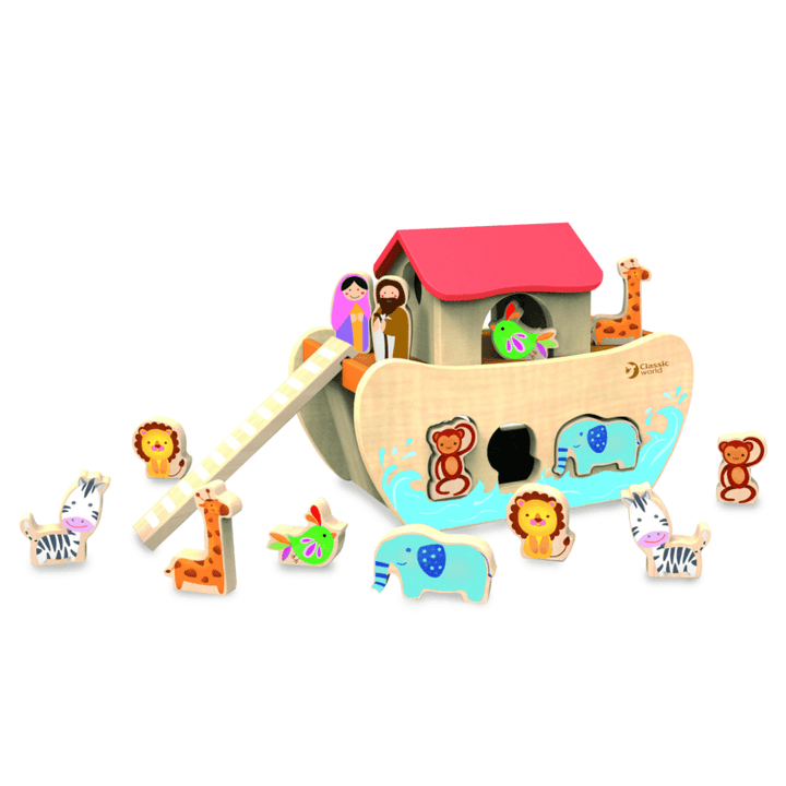 Wooden Noah's ark shape sorter toy by classic world.