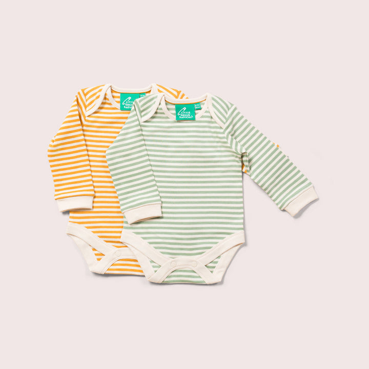 Golden & Green Striped Organic Baby Bodysuit