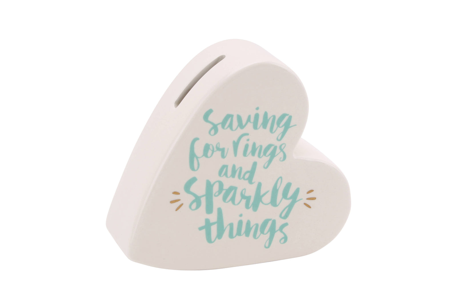 Heart money box - Saving For Rings & Sparkly Things' Ceramic Heart.