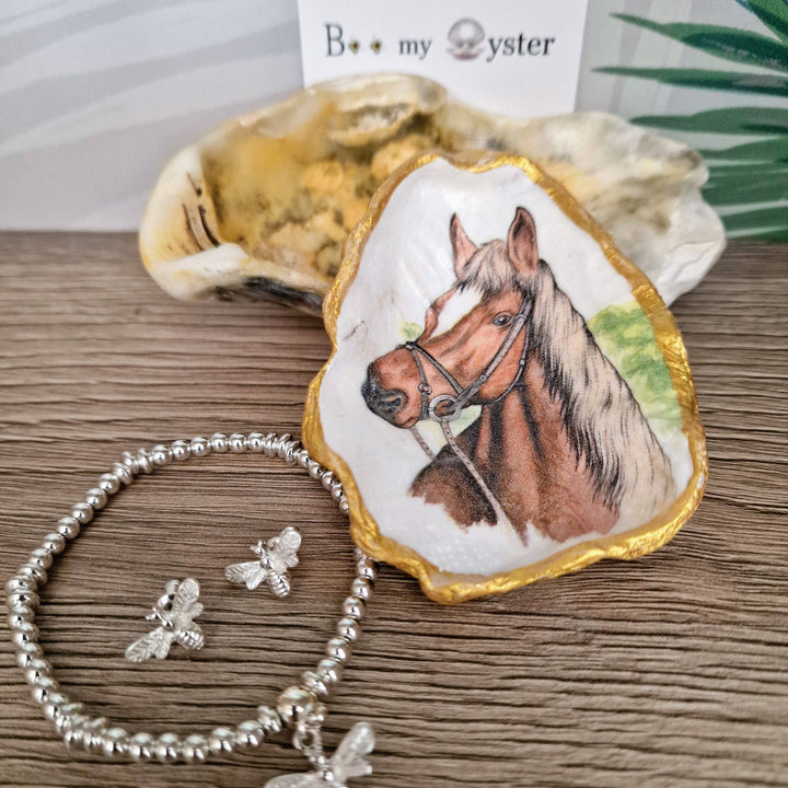 Brown Horse Bridle Oyster Shell Trinket Dish