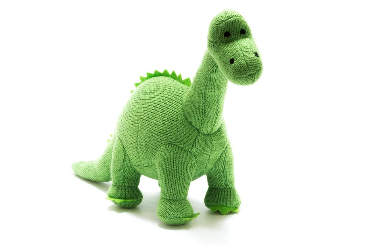 Knitted Green Diplodocus Dinosaur Plush Toy - Large - The Eco Boutique