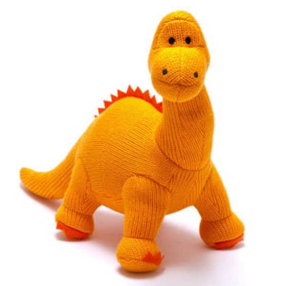 Large Orange Diplodocus Dinosaur Soft Toy. The Eco Boutique