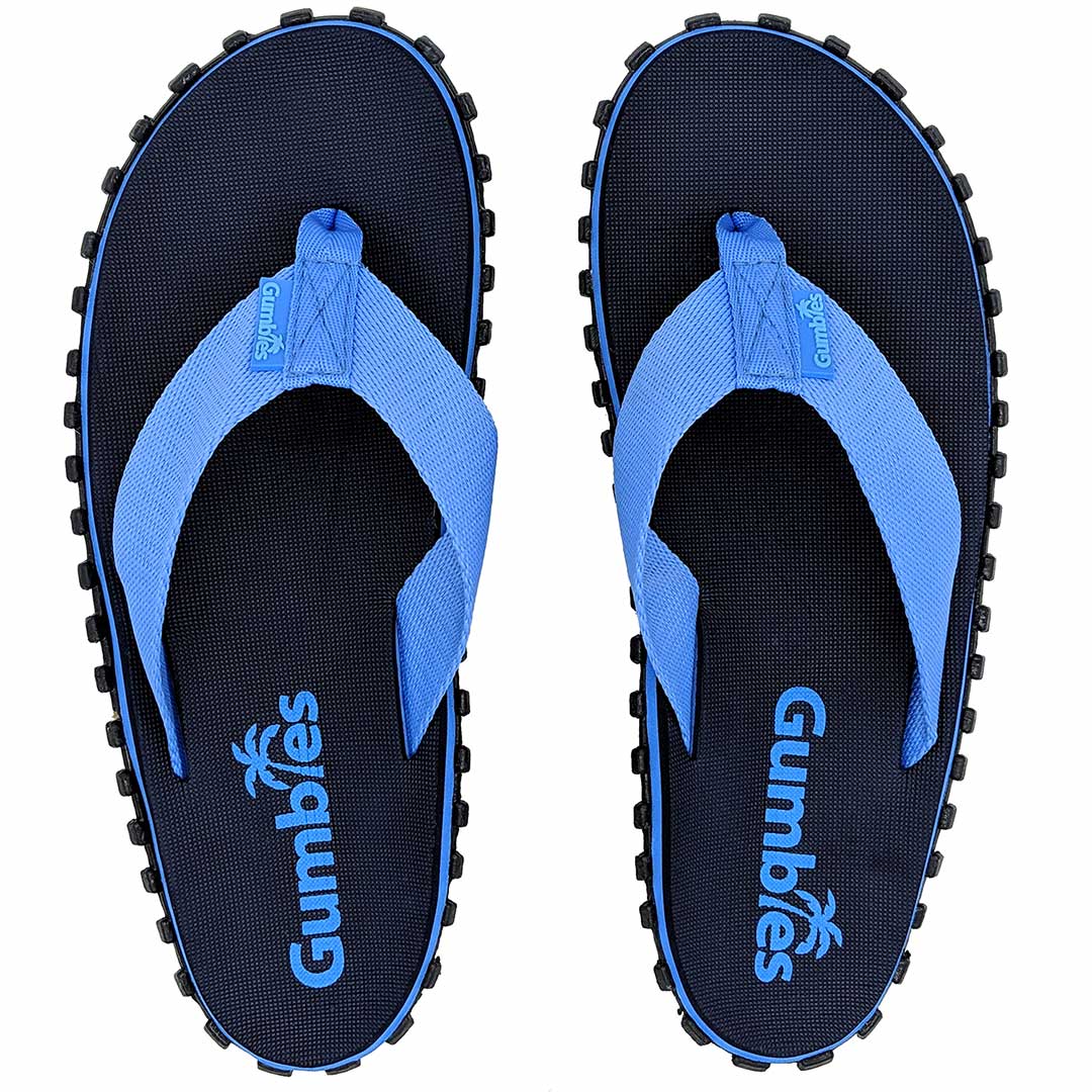 Mens Flipflops navy blue and light blue by Gumbies.