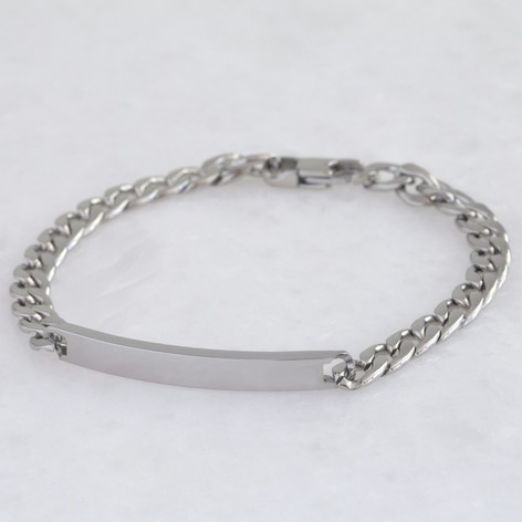 Men's Stainless Steel Chain And Plaque Bracelet