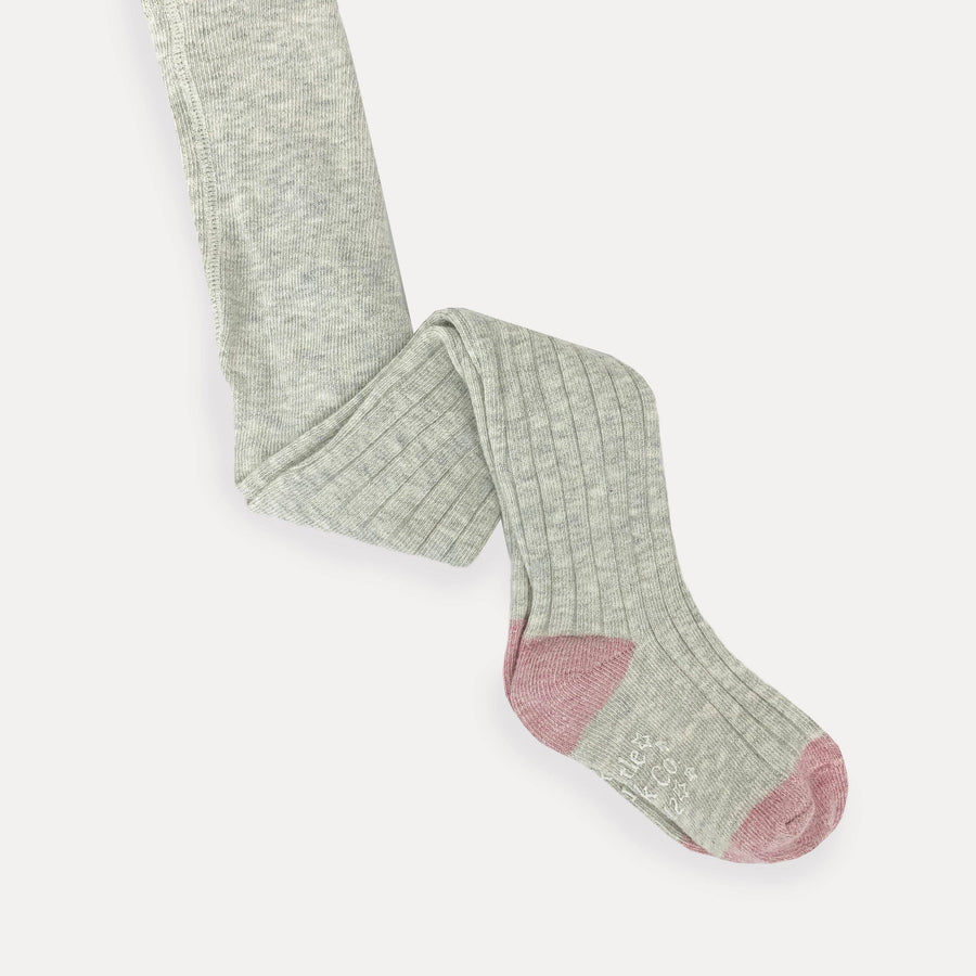 Non-Slip Ribbed Baby & Toddler Tights in Grey Marl